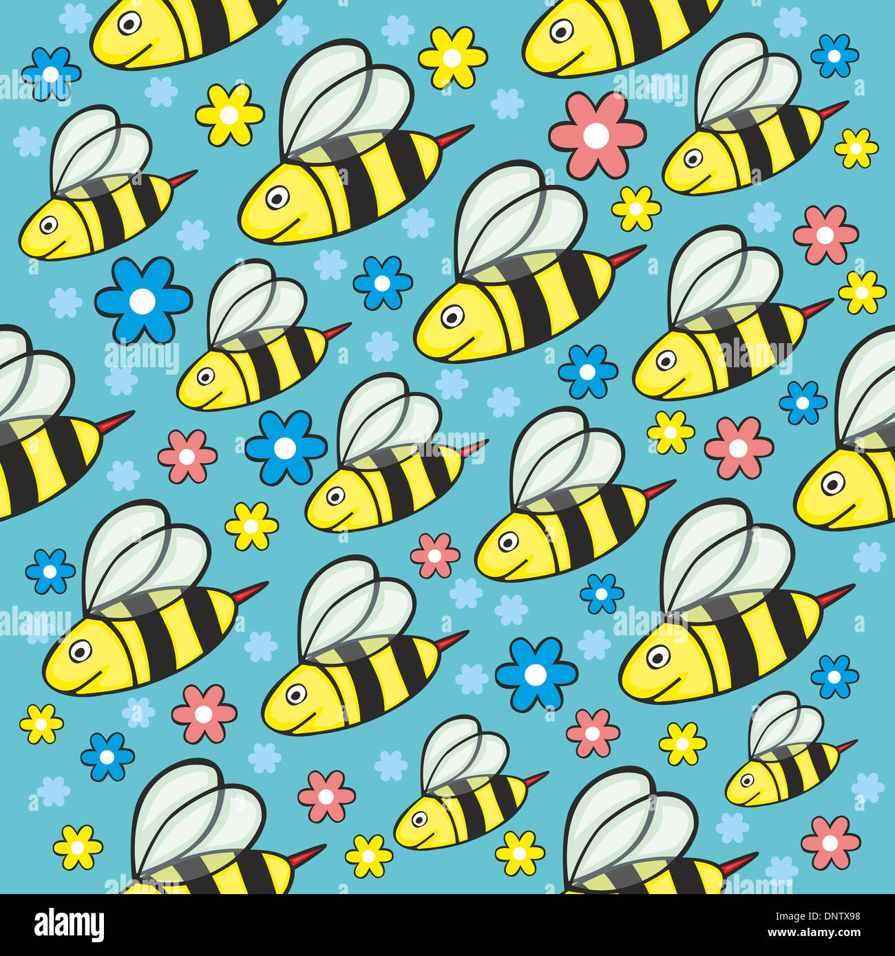 vector illustration with seamless honey bees Stock Photo - Alamy
