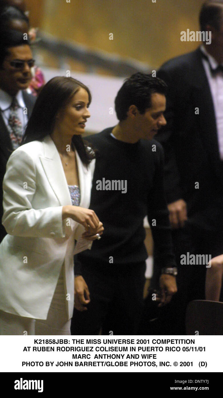 May 11, 2001 - K21858JBB: THE MISS UNIVERSE 2001 COMPETITION.AT RUBEN RODRIGUEZ COLISEUM IN PUERTO RICO 05/11/01.MARC  ANTHONY AND WIFE. JOHN BARRETT/   2001   (D)(Credit Image: © Globe Photos/ZUMAPRESS.com) Stock Photo
