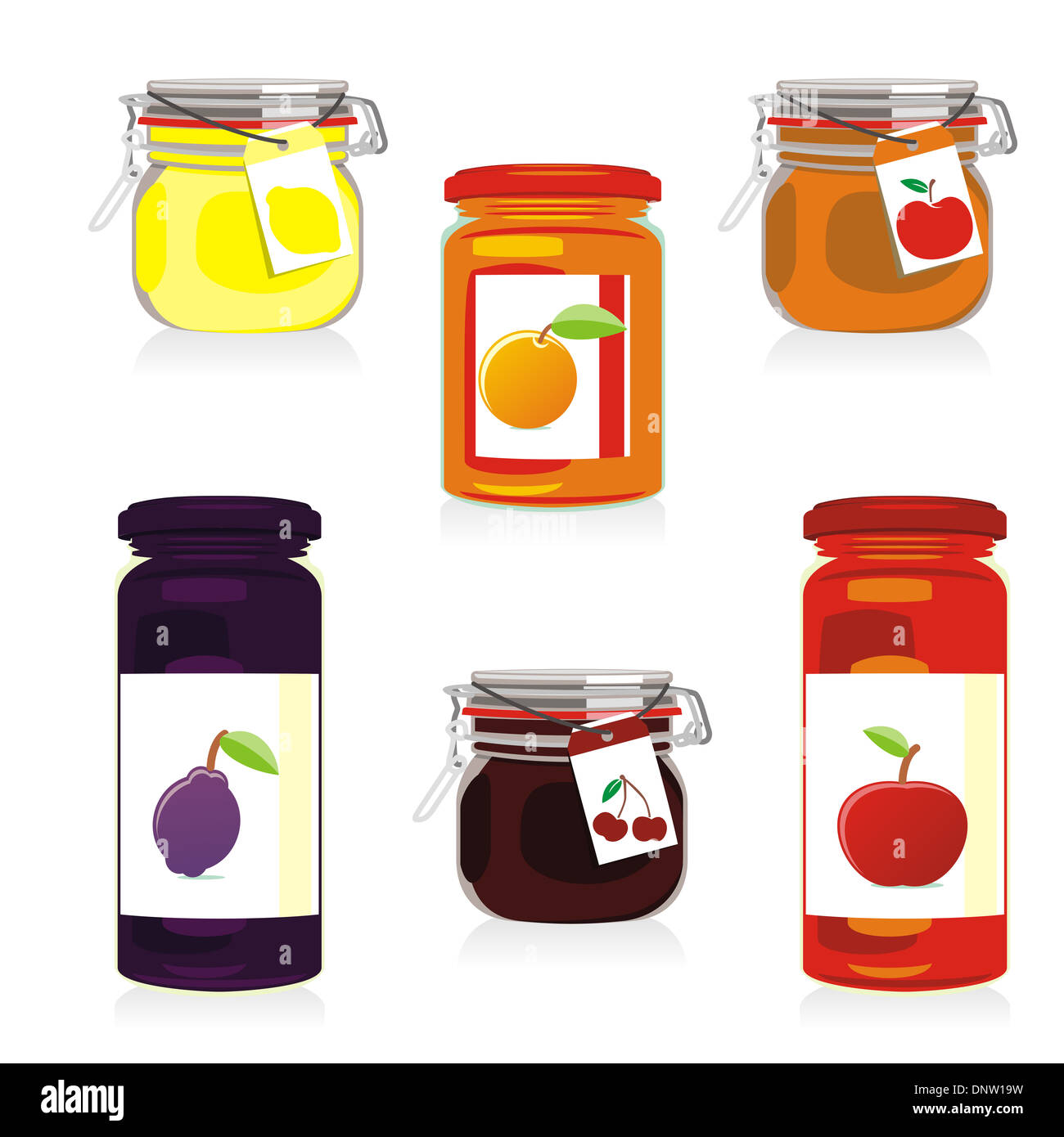 isolated jam jars set Stock Photo