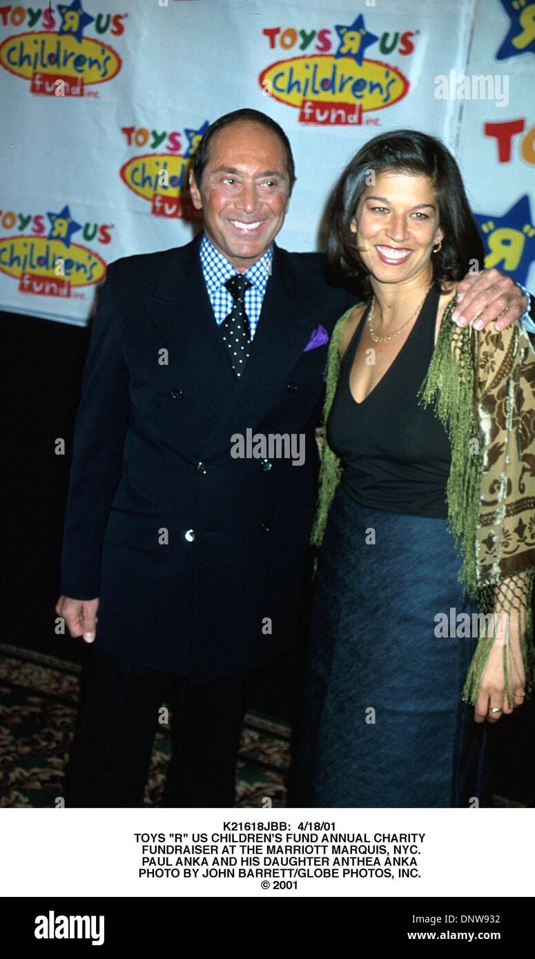 Apr. 18, 2001 - K21618JBB:  4/18/01.TOYS ''R'' US CHILDREN'S FUND ANNUAL CHARITY FUNDRAISER AT THE MARRIOTT MARQUIS, NYC..PAUL ANKA AND HIS DAUGHTER ANTHEA ANKA. JOHN BARRETT/   2001(Credit Image: © Globe Photos/ZUMAPRESS.com) Stock Photo