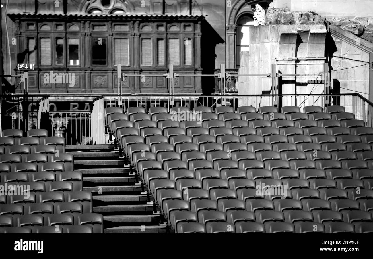Renzo Piano's open air theatre seating in Valletta, site of the old Opera House which was bombed during the second world war. Stock Photo