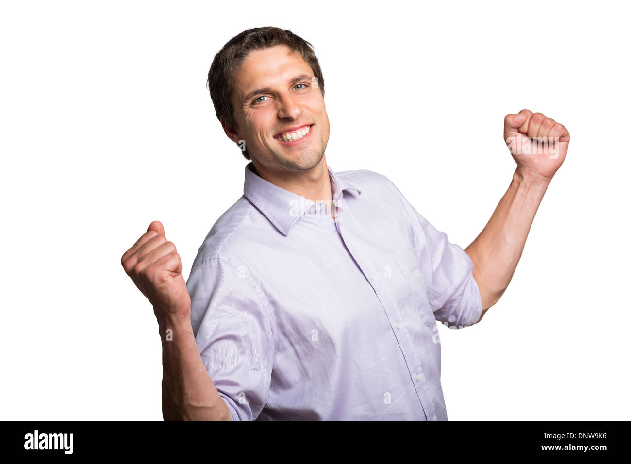 Portrait of a cheerful young businessman cheering Stock Photo