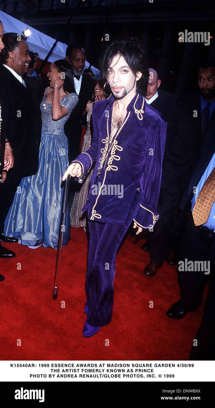 Apr. 30, 1999 - K15540AR     04/30/99.1999 ESSENCE AWARDS.AT MADISON SQUARE GARDEN.THE ARTIST FORMERLY KNOWN AS PRINCE. ANDREA RENAULT/   1999(Credit Image: © Globe Photos/ZUMAPRESS.com) Stock Photo