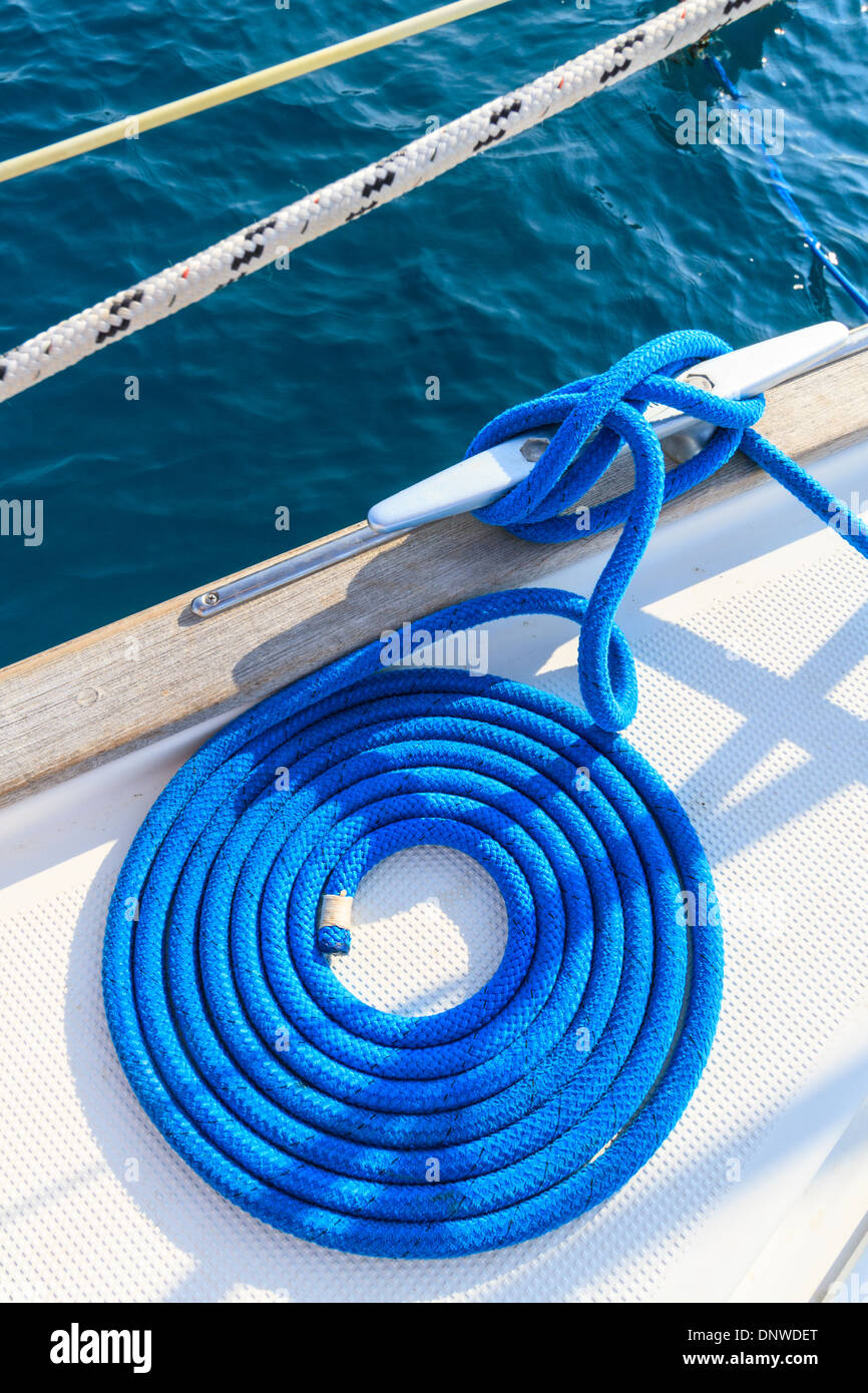 Sailboat rope detail on yacht Stock Photo