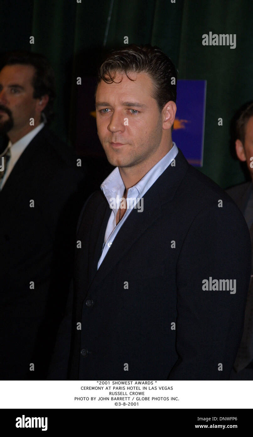 Mar. 8, 2001 - ''2001 SHOWEST AWARDS ''.CEREMONY AT PARIS HOTEL IN LAS VEGAS.RUSSELL CROWE. JOHN BARRETT / 3-8-2001(Credit Image: © Globe Photos/ZUMAPRESS.com) Stock Photo