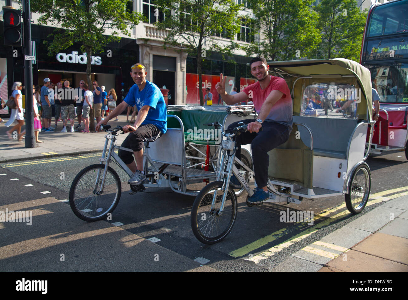 Rickshaws on Oxford Street, London, England, United Kingdom Stock Photo