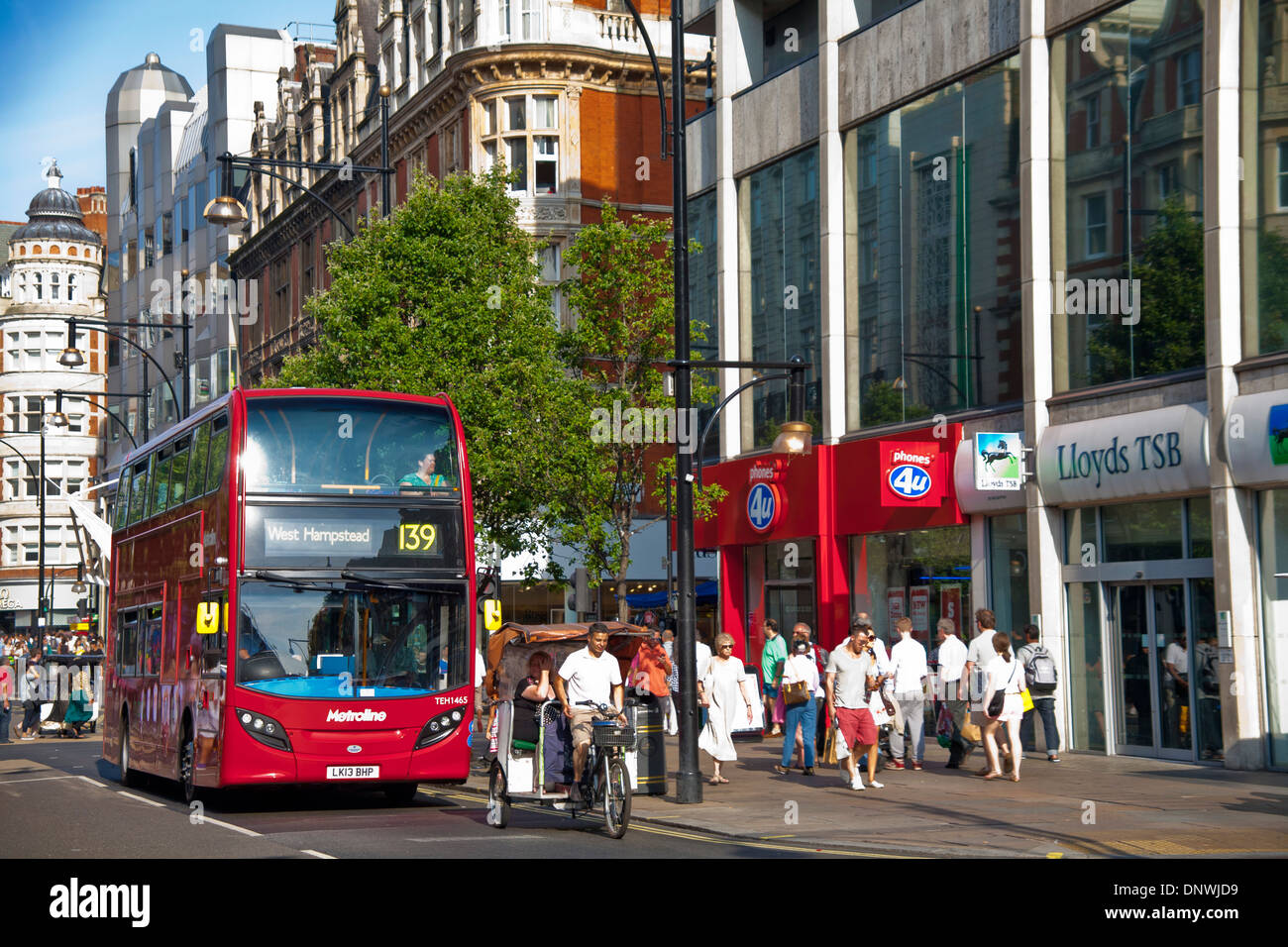 Double-decker bus on Oxford Street, London, England, United Kingdom Stock Photo