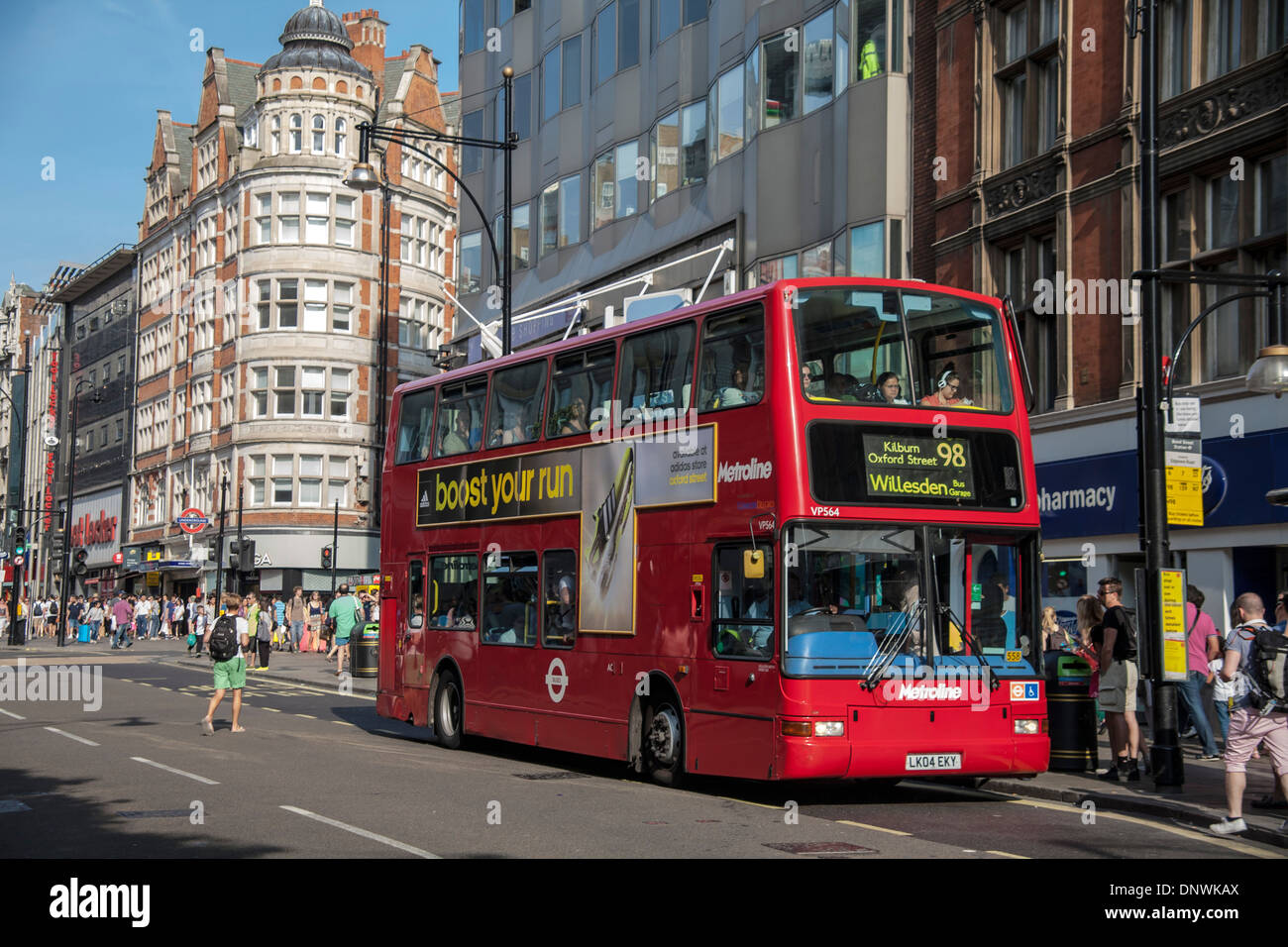 Double-decker bus on Oxford Street, London, England, United Kingdom Stock Photo