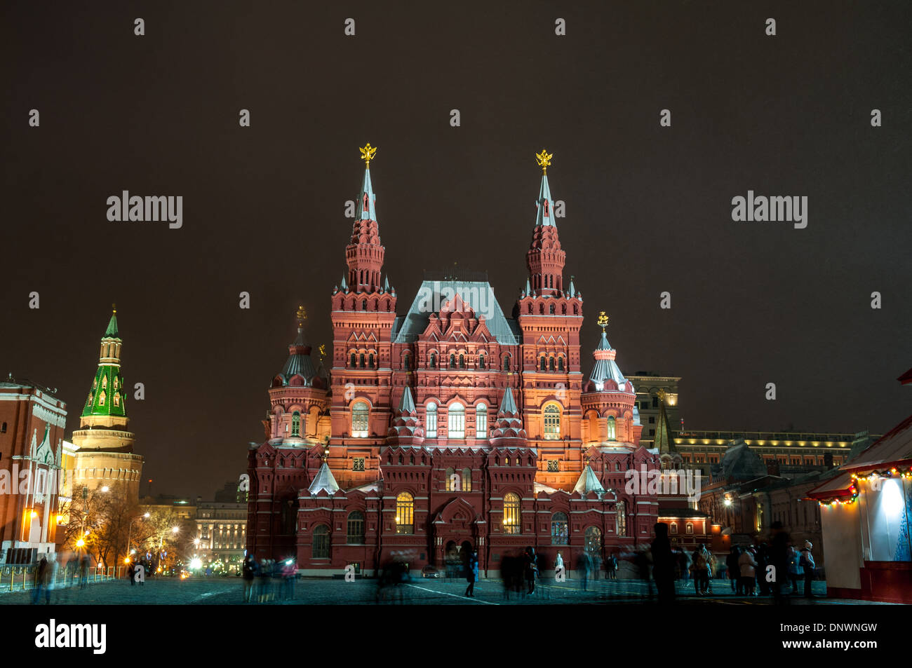 Moscow Red Square. Historical museum at winter night. Stock Photo