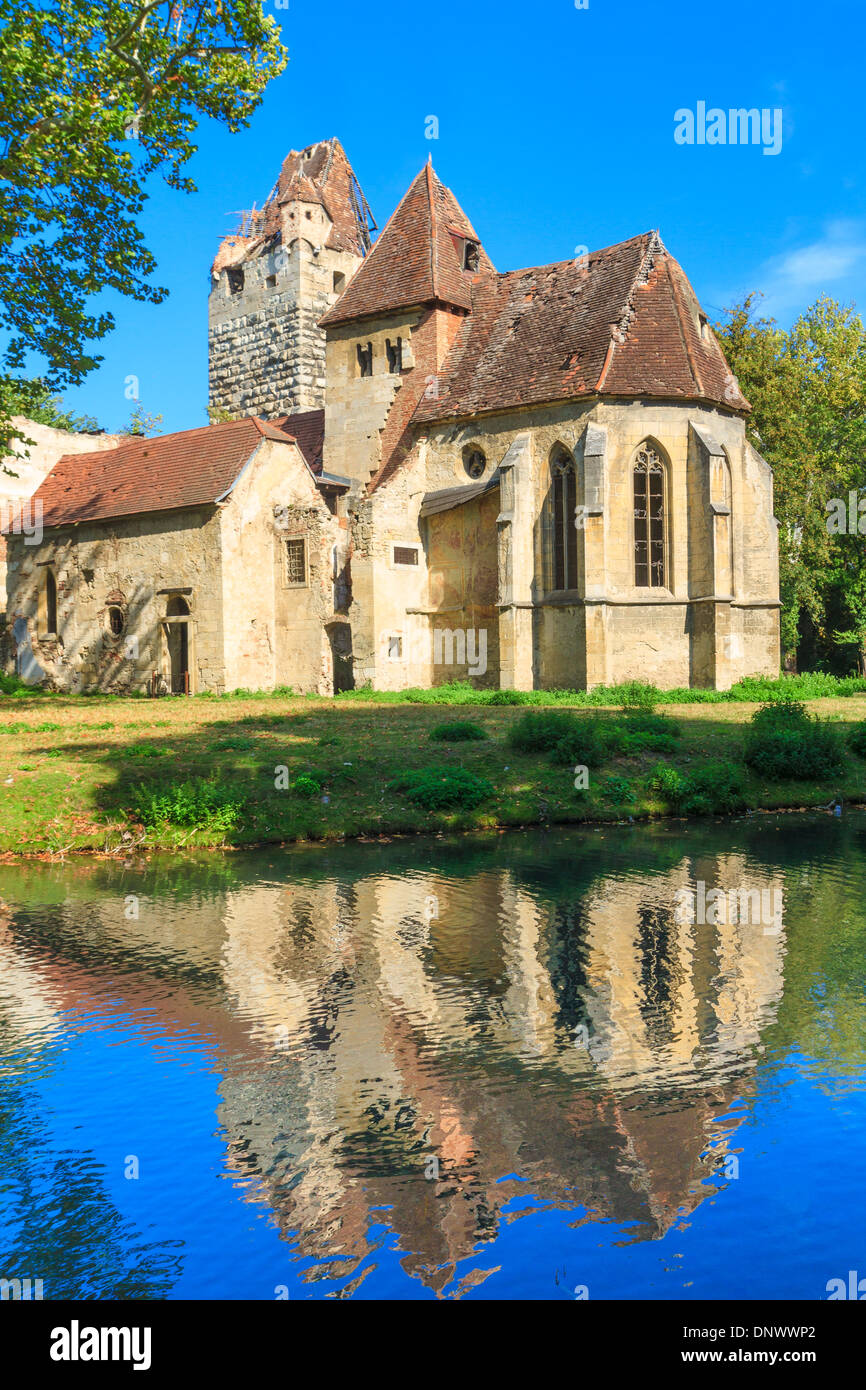 Pottendorf Castle and Gothic Church Ruins near Eisenstadt, Austria Stock Photo