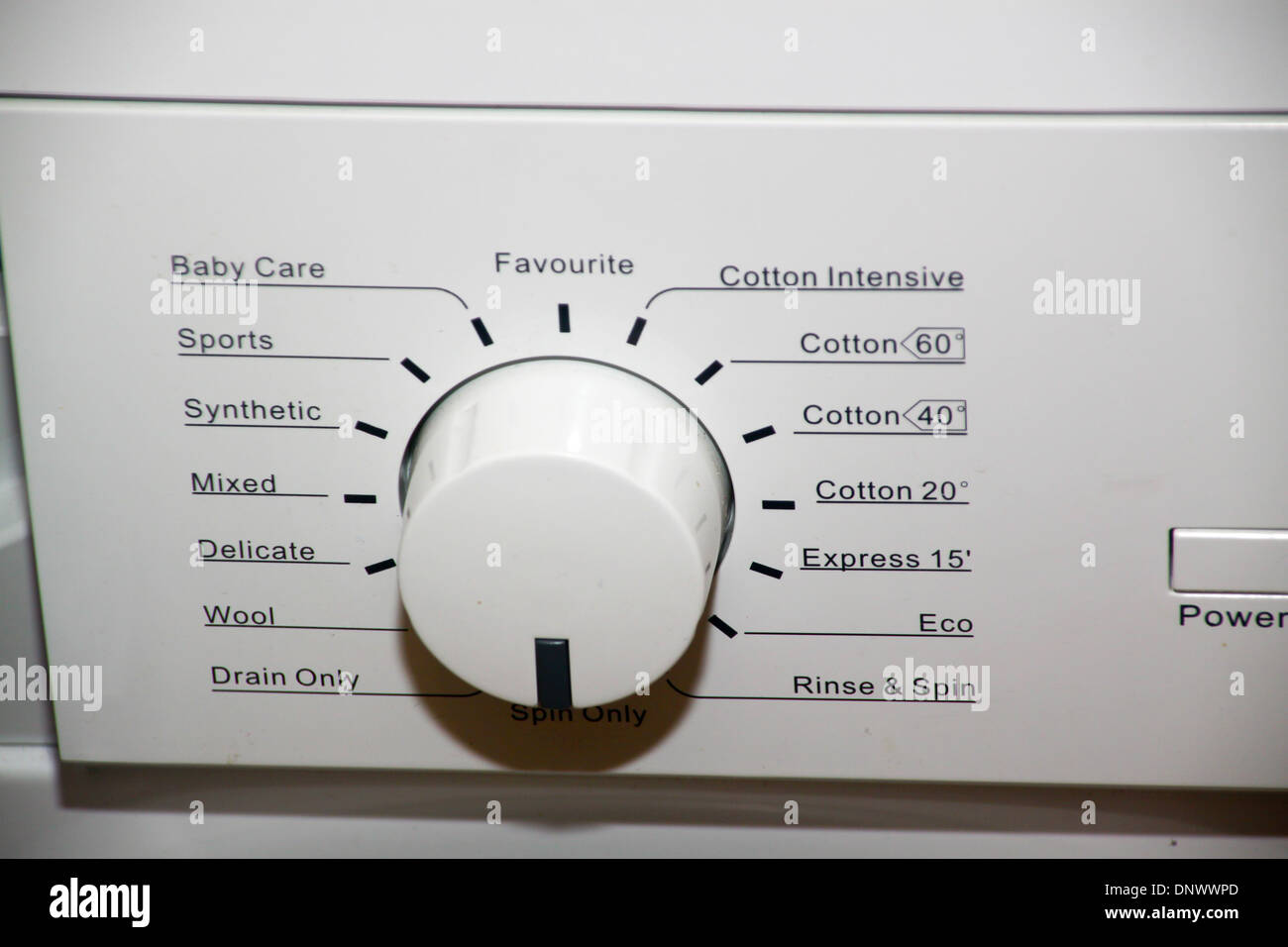 Washing machine control dial with Eco setting Stock Photo