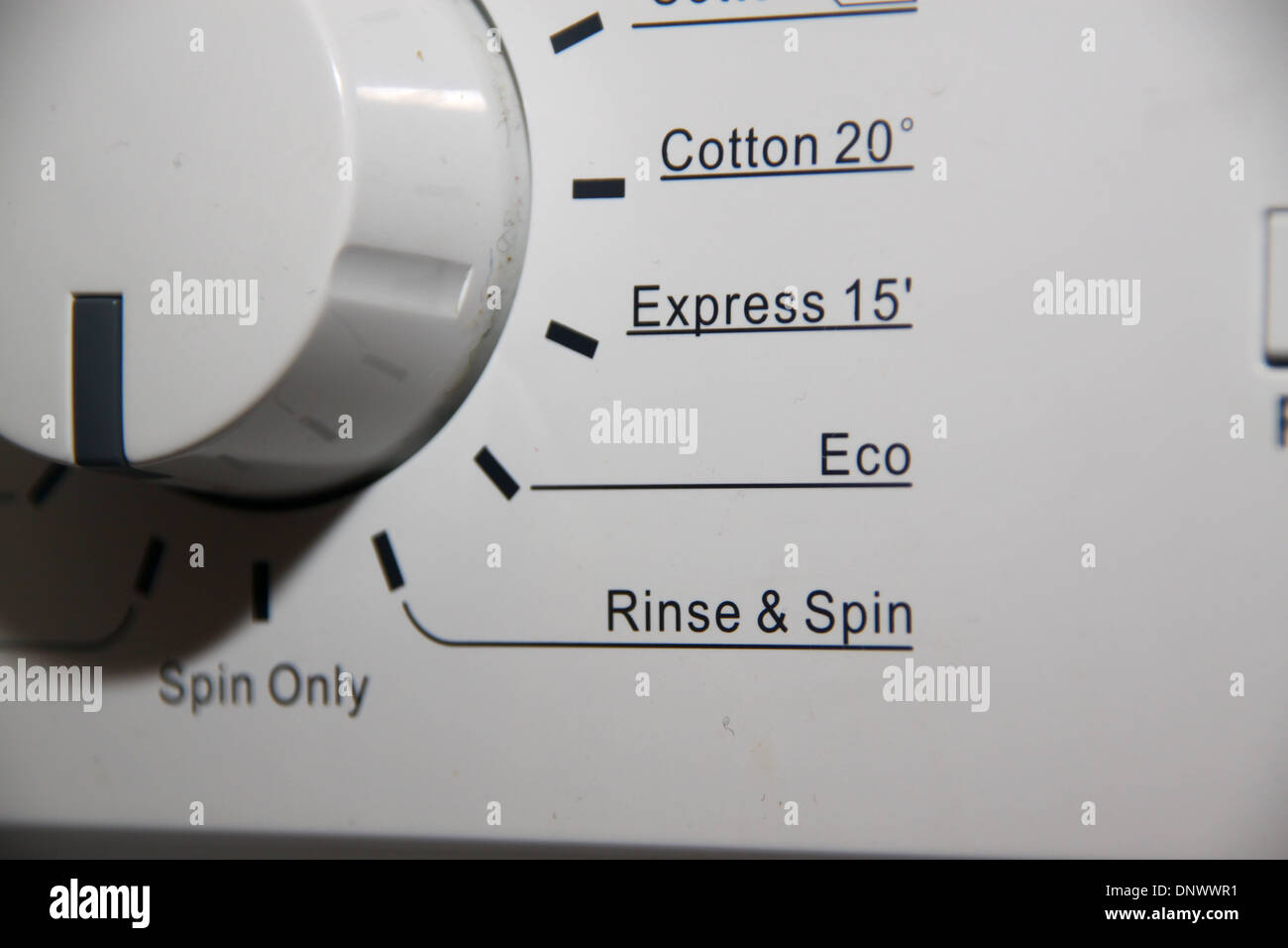 Washing machine control dial with Eco setting Stock Photo