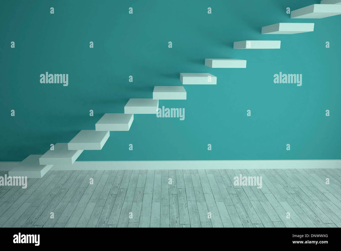 Steps in a blue room Stock Photo - Alamy