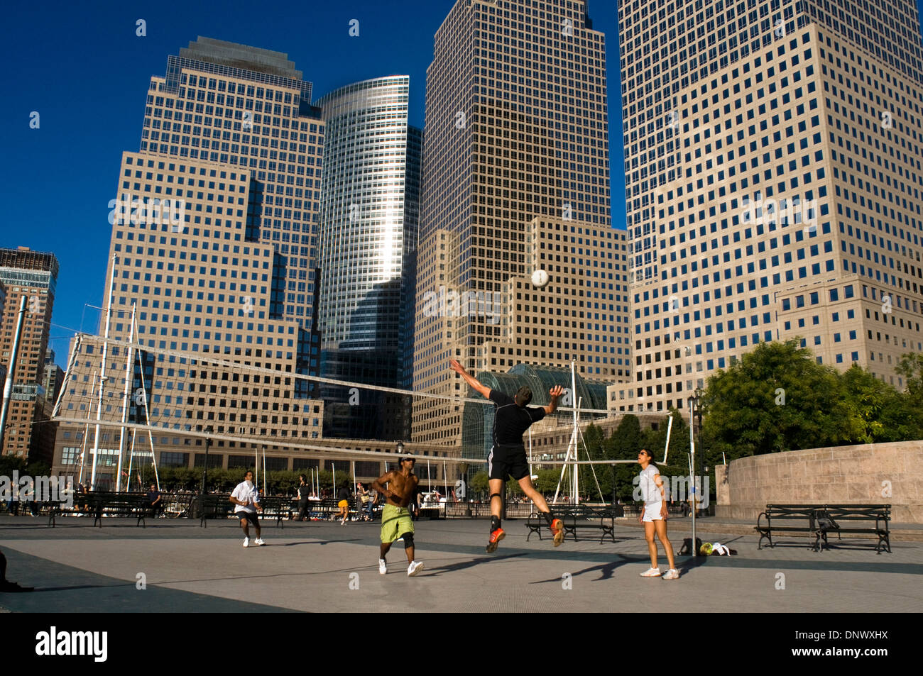 Handball near the World Financial Center. In the past was connected to the World Trade Center by a bridge. Stock Photo