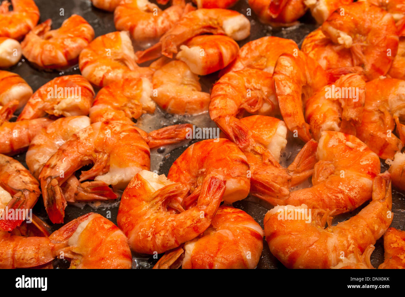 frying prawn close up Stock Photo