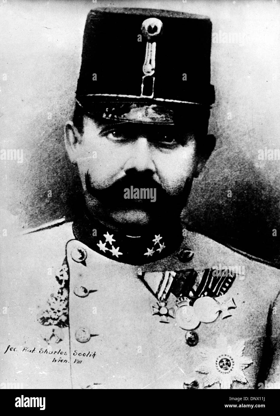 May 11, 1912 - Vienna, Austria; -Portrait of Archduke FRANZ FERDINAND of Austria, who was killed in Sarajevo on June 28, 1914. (Credit Image: © KEYSTONE Pictures/ZUMAPRESS.com) Stock Photo