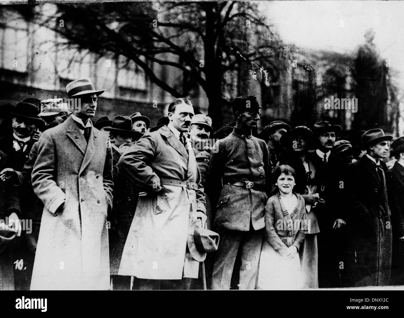 May 1, 1923 - Munich, Germany - Nazi Leader and Fuhrer of Germany, ADOLF HITLER (C) with ALFRED ROSENBERG (L) and Dr. FREDRICK TOBEN at Oberland Free Corps in Munich. (Credit Image: © KEYSTONE Pictures/ZUMAPRESS.com) Stock Photo