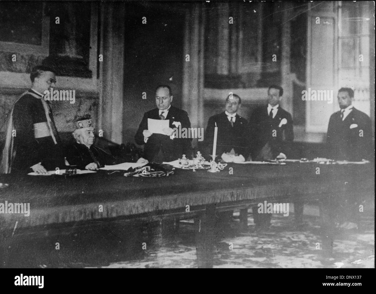 Nov. 1, 1929 - Rome, Italy - BENITO MUSSOLINI (1883-1945) the Italian dictator and leader of the Fascist movement attending a conference. (Credit Image: © KEYSTONE Pictures/ZUMAPRESS.com) Stock Photo