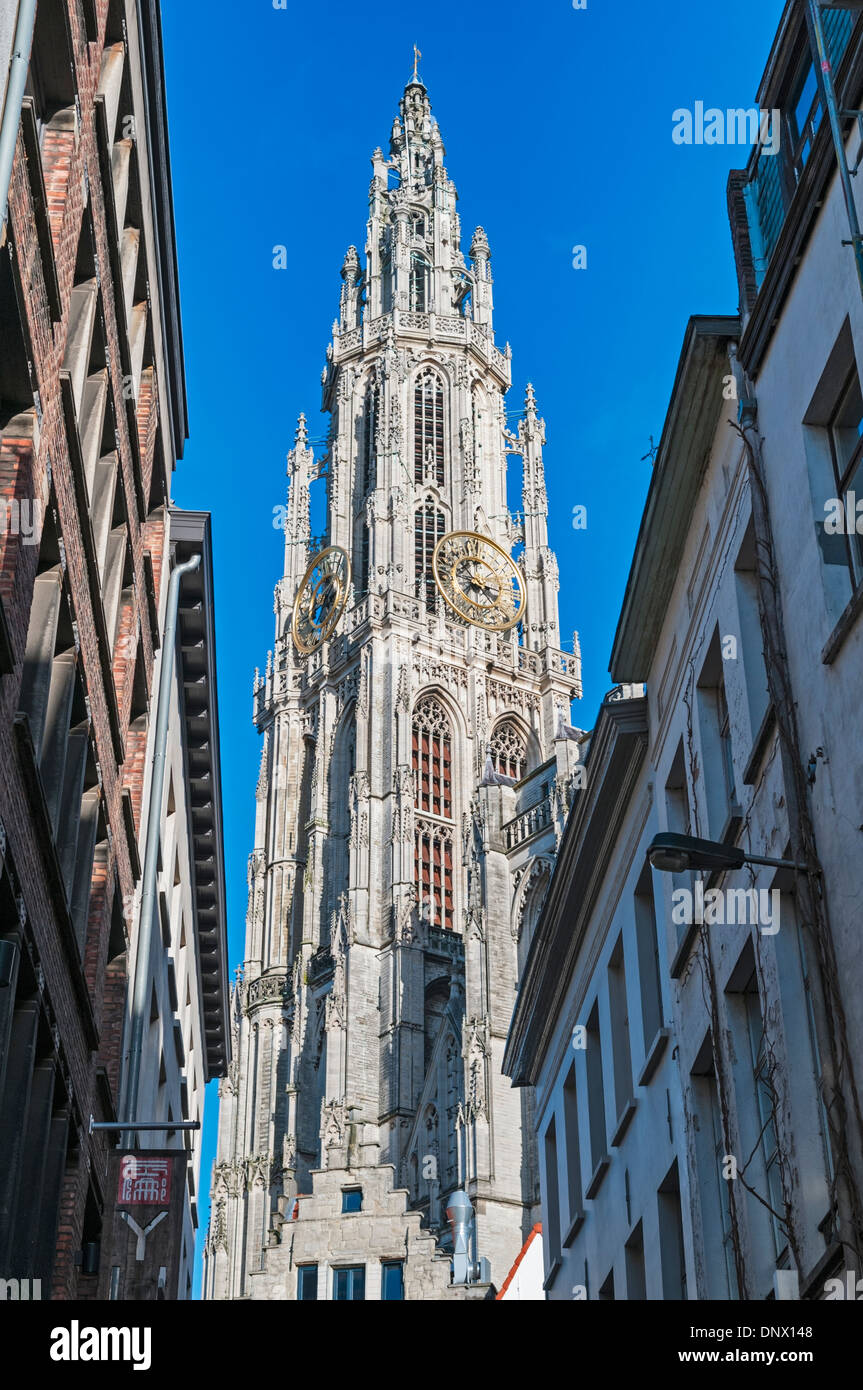 Cathedral spire Antwerp Belgium Stock Photo