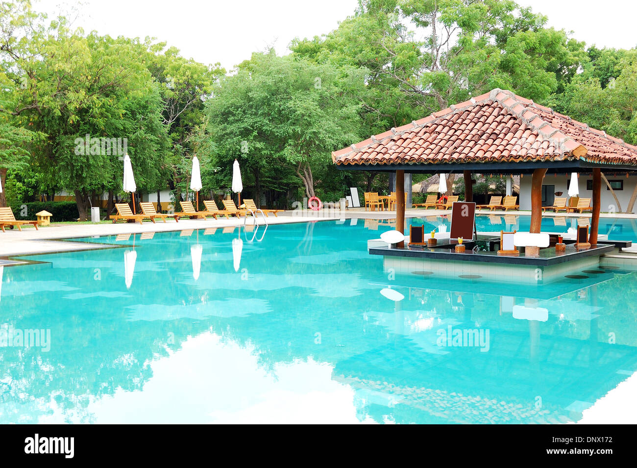 Swimming pool's bar at the luxury hotel, Bentota, Sri Lanka Stock Photo