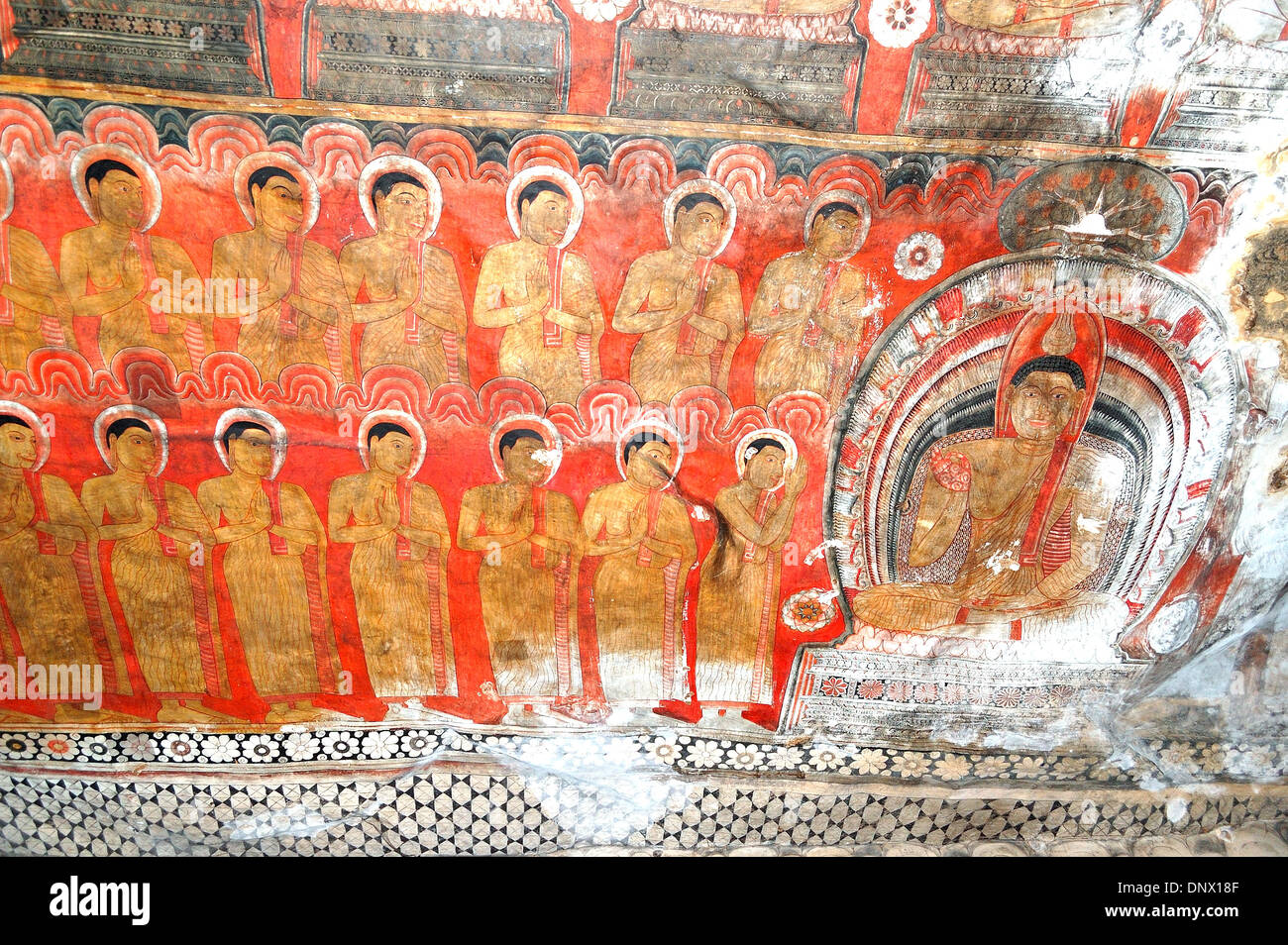 The paintings inside of Dambulla cave temple, Sri Lanka Stock Photo
