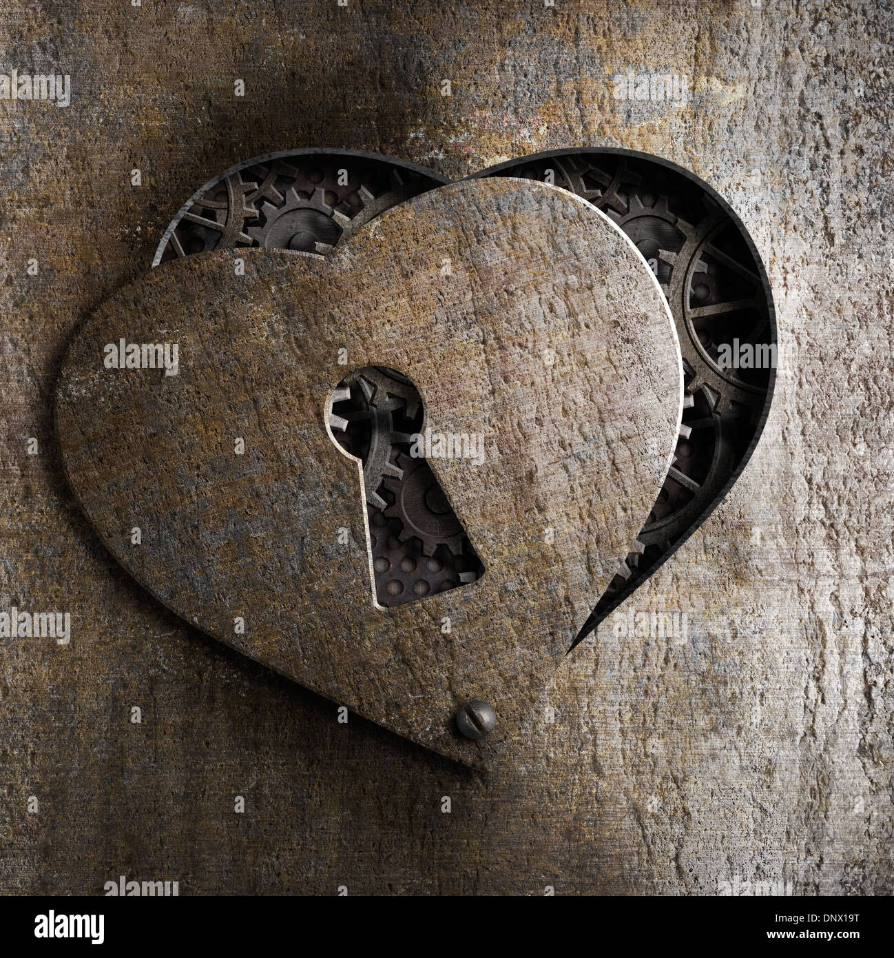metal heart with keyhole Stock Photo