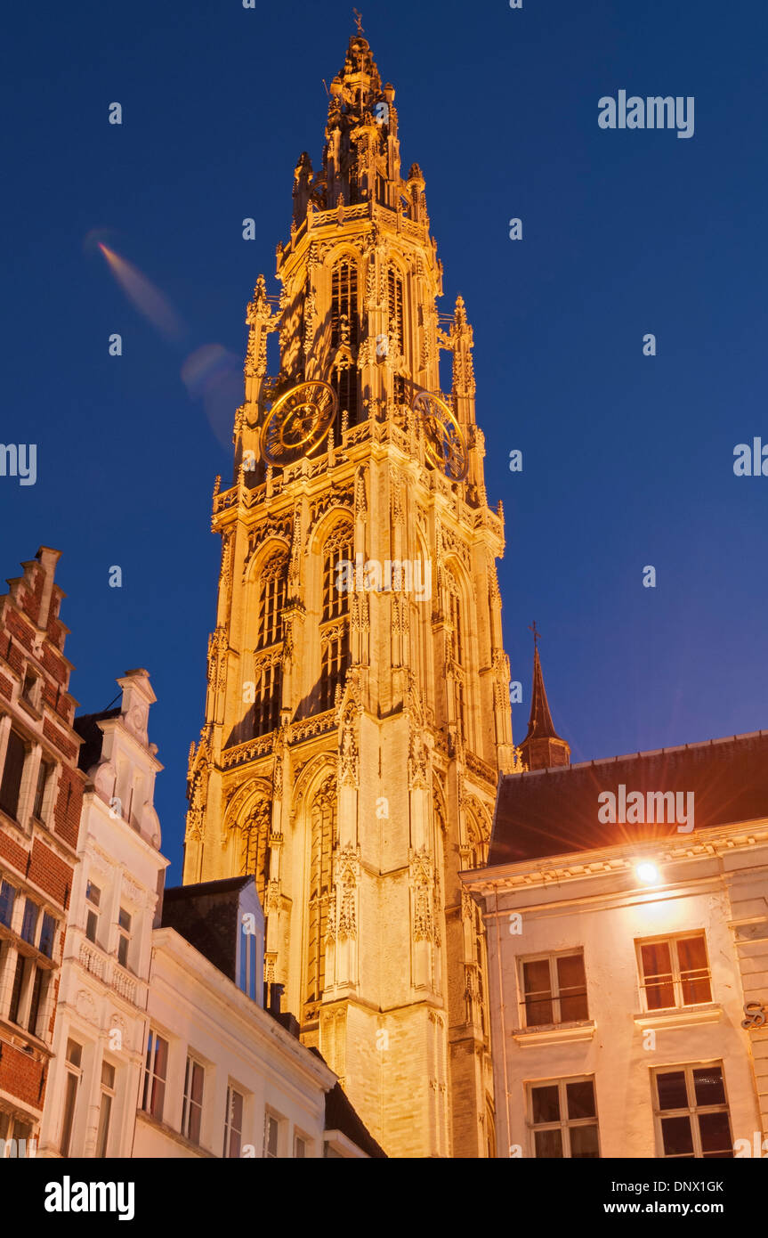 Cathedral spire Antwerp Belgium Stock Photo