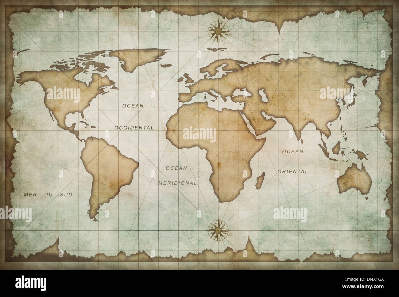 aged treasure map with compass background Stock Photo - Alamy