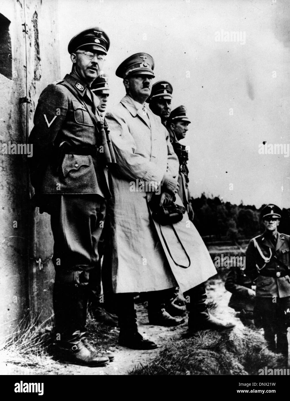Oct. 20, 1938 - Berlin, Germany - ADOLF HITLER with HEINRICH HIMMLER. Adolf Hitler (April 20, 1889-April 30, 1945) was the Fuhrer und Reichskanzler (Leader and Imperial chancellor) of Germany from 1933 to his death. He was leader of the National Socialist German Workers Party (NSDAP), better known as the Nazi Party. At the height of his power, the armies of Nazi Germany and its Axi Stock Photo