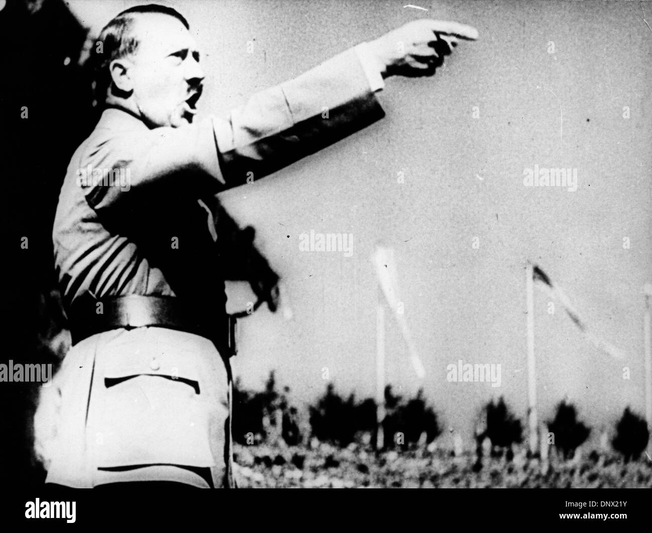Feb. 15, 1939 - Berlin, Germany - ADOLF HITLER (April 20, 1889ÐApril 30, 1945) was the Fuhrer und Reichskanzler (Leader and Imperial chancellor) of Germany from 1933 to his death. He was leader of the National Socialist German Workers Party (NSDAP), better known as the Nazi Party. At the height of his power, the armies of Nazi Germany and its Axis Powers dominated much of Europe du Stock Photo