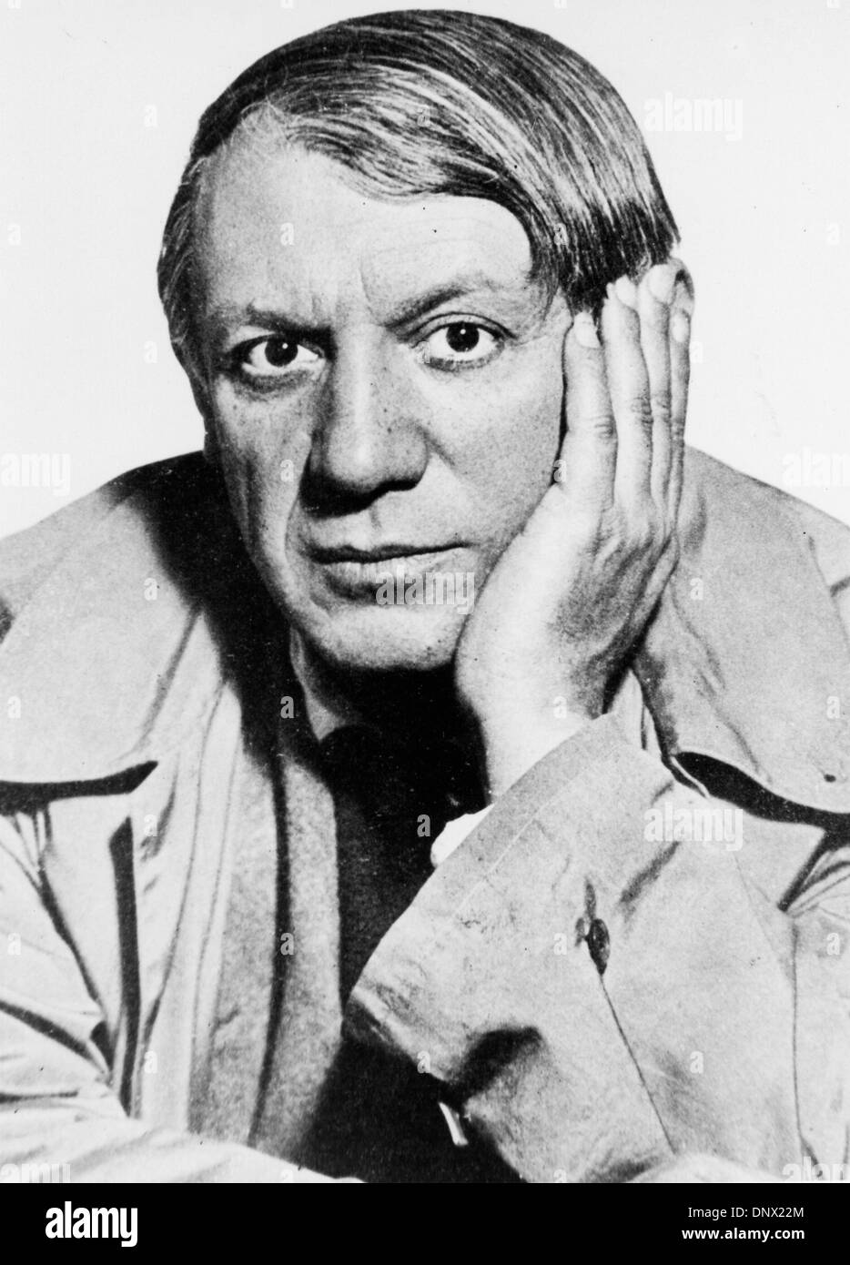 Jan. 1, 1940 - Paris, France - Famous as no artist ever had been, PABLO PICASSO was a pioneer, a master and a protean monster, with a hand in every art movement of the century. Before his 50th birthday, the little Spaniard from Malaga had become the very prototype of the modern artist as public figure. Picasso's audience - meaning people who had heard of him and seen his work, at l Stock Photo