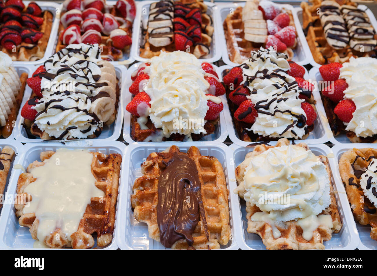 Belgian waffles Brussels Belgium Stock Photo