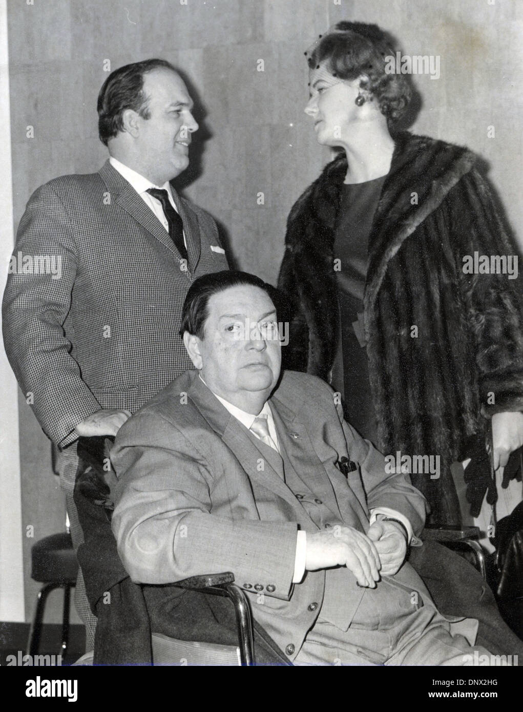 Jul 04, 1970 - Paris, France - LOUIS QUILICO, DARIUS MILHAUD and JOHANNA PETERS are at the Broadcasting House to rehears for an upcoming show  where Pope John XXII will attend. Exact date unknown. (Credit Image: © KEYSTONE Pictures/ZUMAPRESS.com) Stock Photo