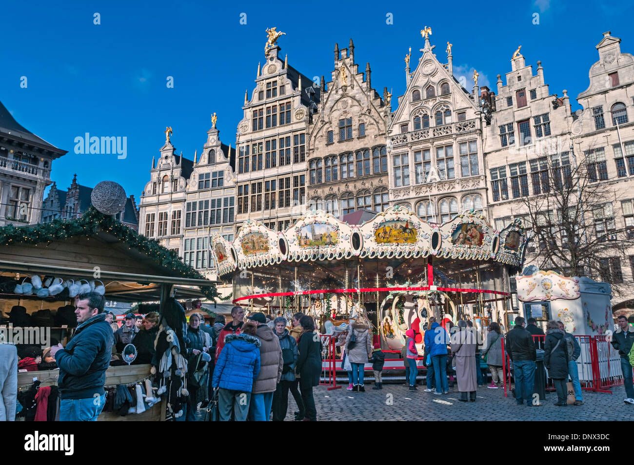 Christmas Market Grote Markt Antwerp Belgium Stock Photo