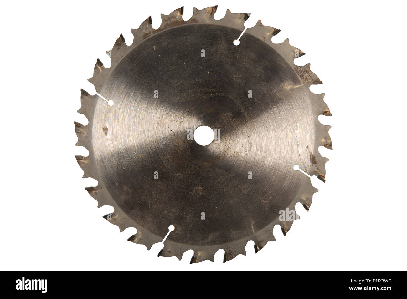 Grunge circular saw isolated over white background - With Clipping Path Stock Photo