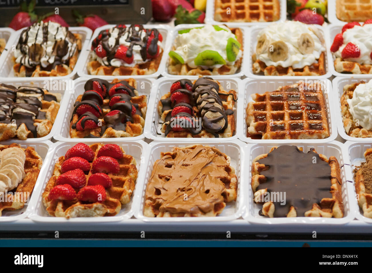 Belgian waffles Brussels Belgium Stock Photo