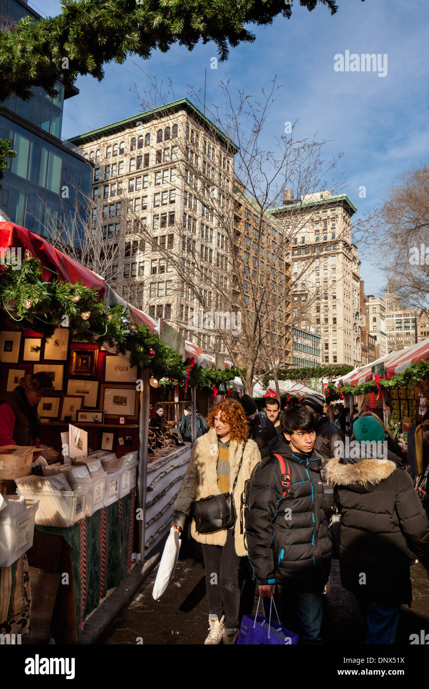 Holiday Market at Union Square, New York City. Stock Photo