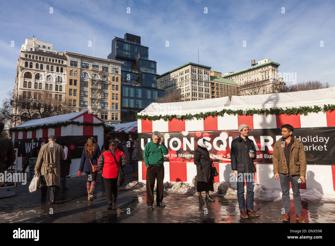 Holiday Market at Union Square, New York City. Stock Photo