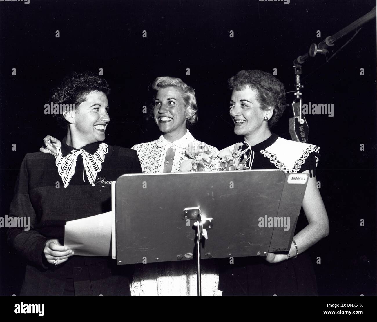 Sept. 27, 1951 - ANDREW SISTERS.club 15 radio show. 1951.(Credit Image: © Globe Photos/ZUMAPRESS.com) Stock Photo