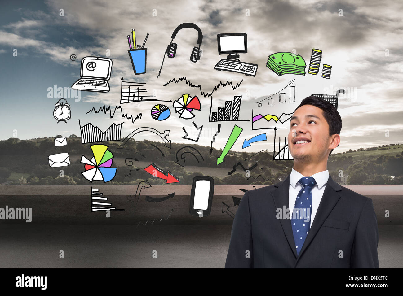 Composite image of smiling asian businessman Stock Photo - Alamy