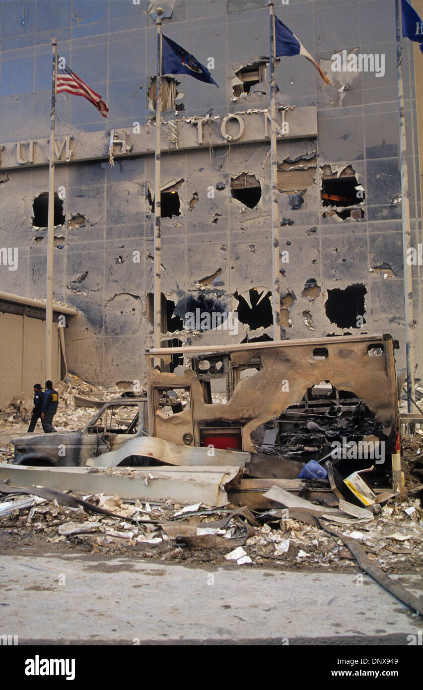 Sep. 12, 2001 New York, New York, U.S. The destroyed facade of the