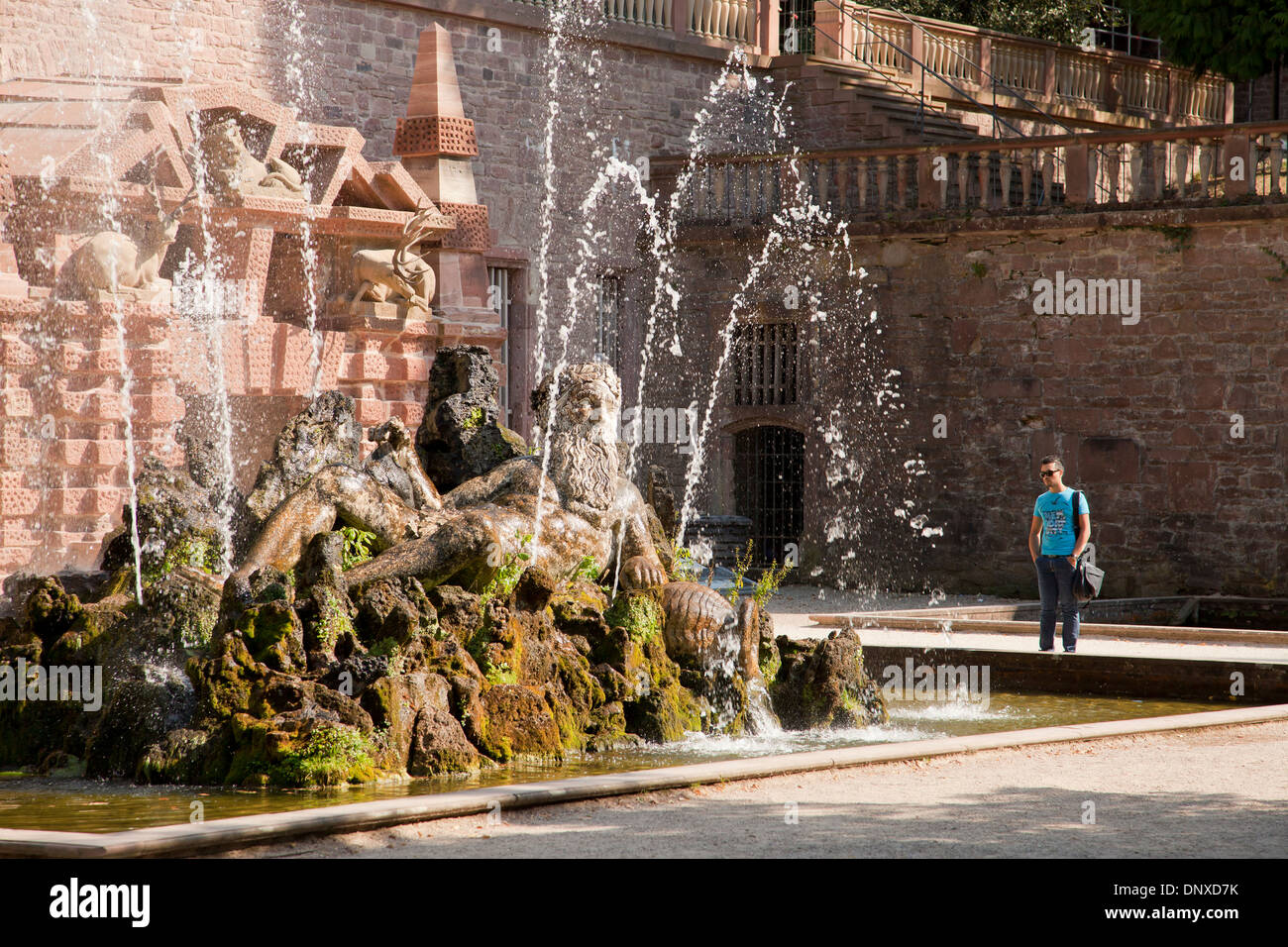 Neptune Fountain in the gardens of Schloss Heidelberg in Heidelberg, Baden-Württemberg, Germany Stock Photo