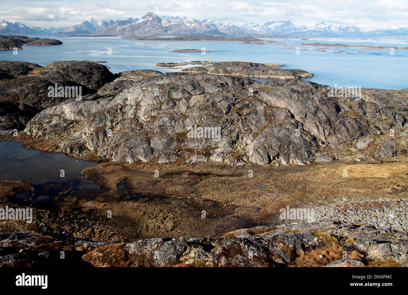 Fjord at Greenlandic coast Stock Photo