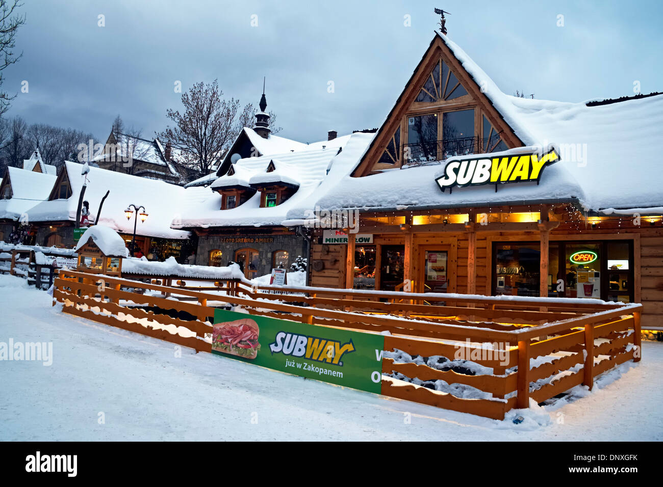 The Subway fast food restaurant at Zakopane, Poland. Stock Photo