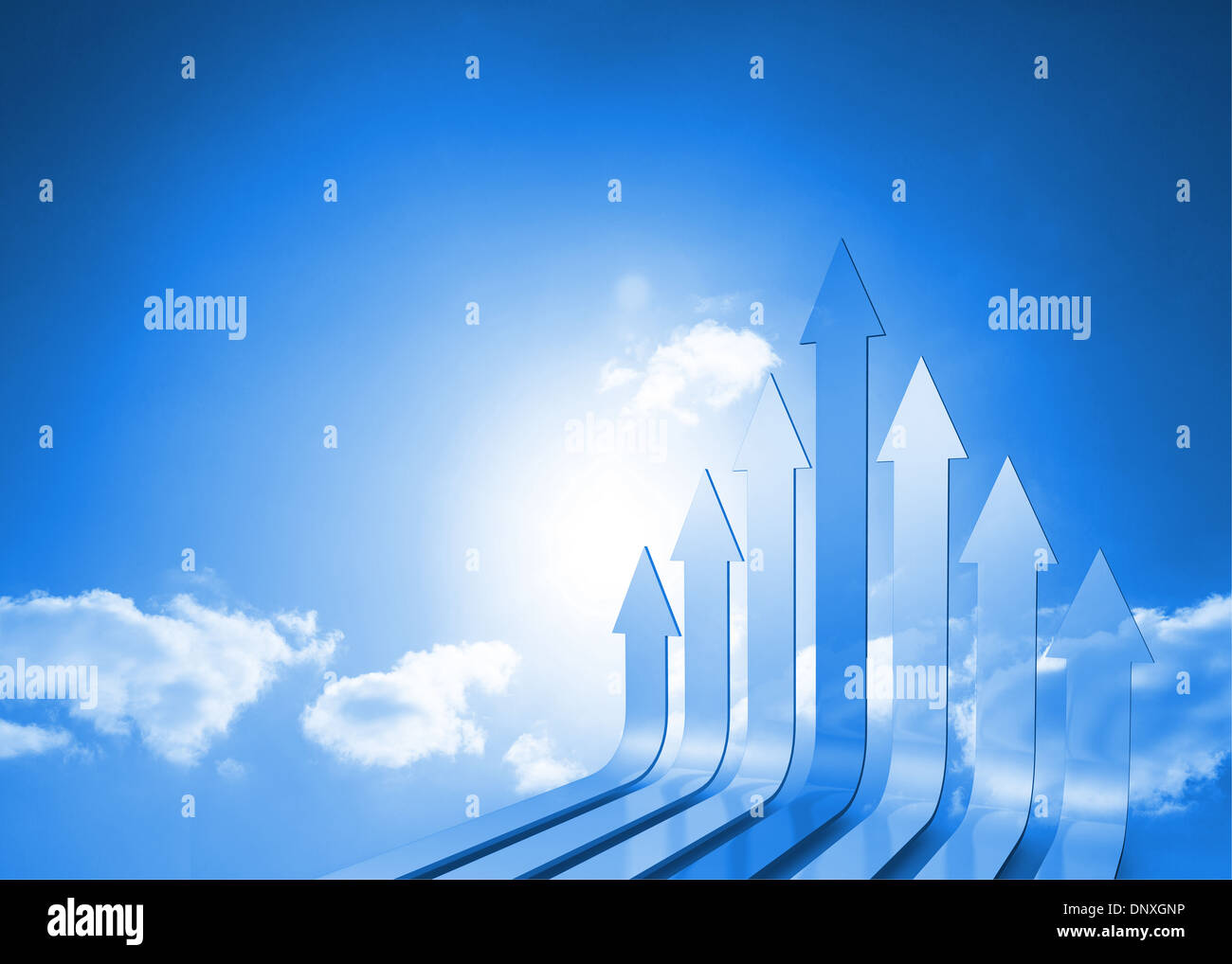Arrows in sky blue hi-res stock photography and images - Alamy