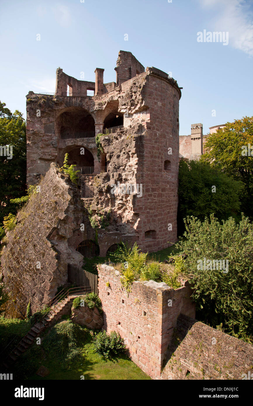 The castle ruins in Heidelberg, Baden-Württemberg, Germany Stock Photo