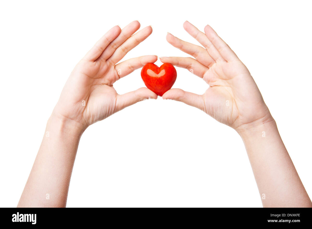 Woman's hand with heart symbol isolated on white Stock Photo Alamy