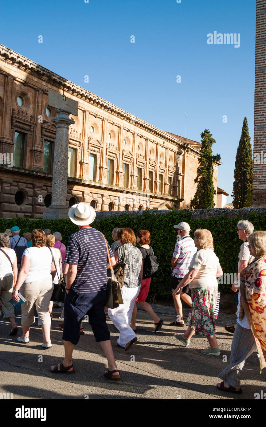 Tourists in La Alhambra, Granada, Andalusia, Spain Stock Photo