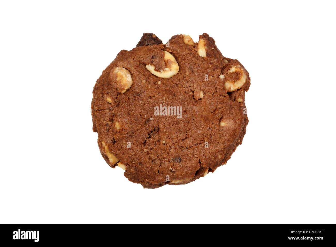 Cookie with chocolate and almond isolated on white Stock Photo