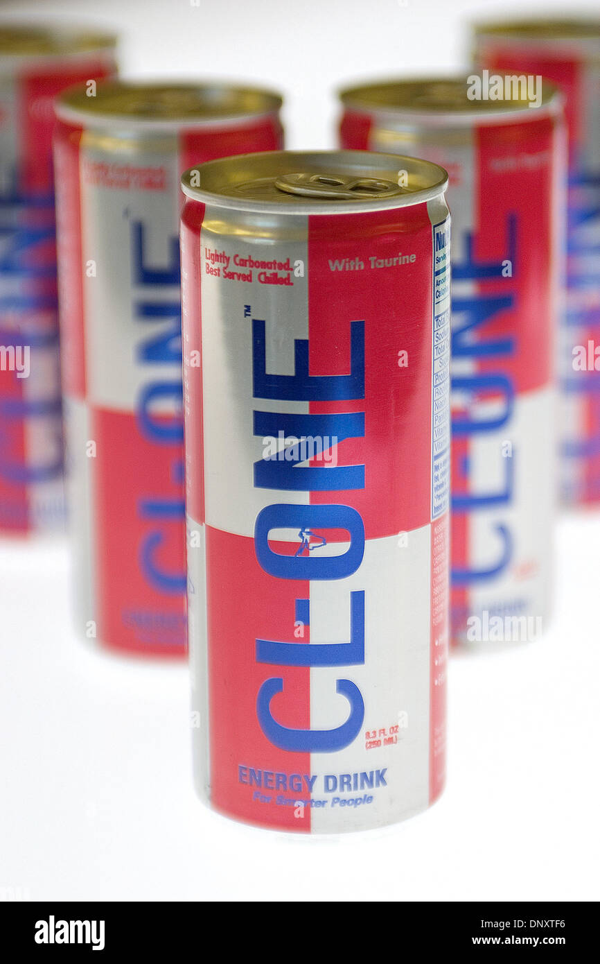 Dec 30, 2005; Laguna Niguel, CA, USA; The new energy drink called CL-1 or CL-ONE is a clone of RedBull or Red Bull. The same in flavor, energy, colors on the can. The only difference being it is cheaper than redbull. Contains, caffiene, sugar, taurine, vitamins, glucoronolactone.These new energy drinks are commonly mixed with alcohol, namely vodka, for a cocktail with a kick. Docto Stock Photo